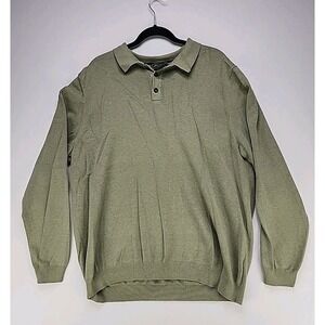 Vtg Eddie Bauer Light Green Pullover Sweater Size Tall XL Pima Cotton Hongkong